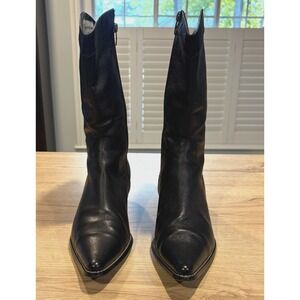 Anne Klein Women's Foster Mid Calf Western  Black Boots Size 7.5 M